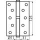 Завіса дверна RDA 125 * 3 * 2,5 (1 підшипник, сталь) полірована латунь (права) (30497)