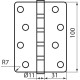 Завіса RDA 100 * 4 * 2,2 (4 підш, нержавіюча сталь) закриваюча R7 PB латунь (46062)