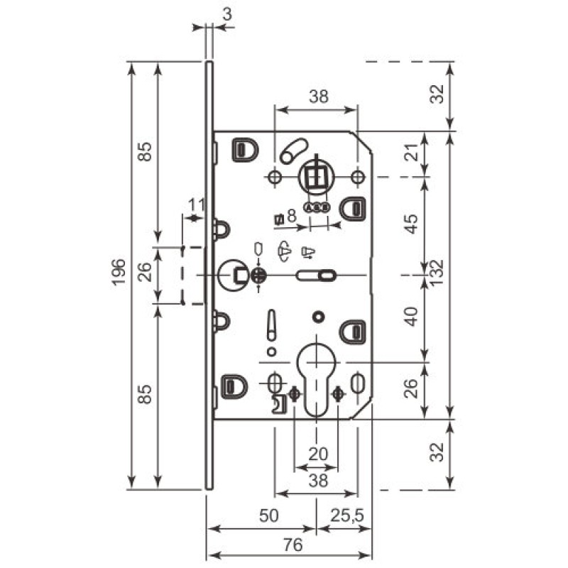 Механізм під циліндр Mediana Evolution AGB B011035034 матовий хром 85мм (16641)