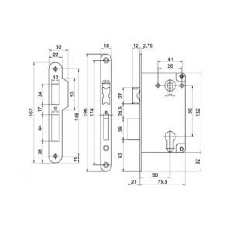 Замок Comit 285 85mm матовий хром (11679)