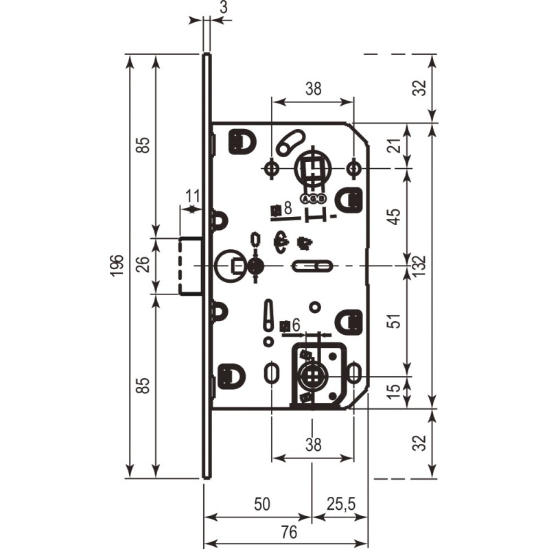 AGB B011025022 Механізм міжкімнатний Mediana Evolution WC антична бронза 96мм (27321)