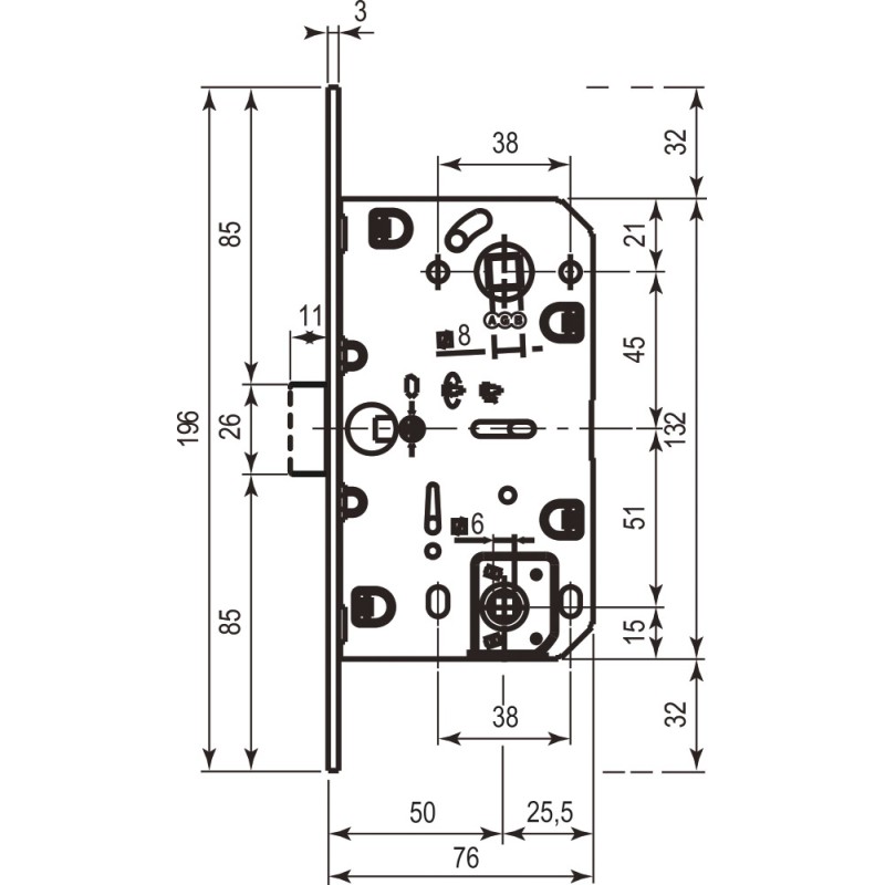 Механізм WC AGB Mediana Evolution B011025034 матовий хром 96мм (16002)