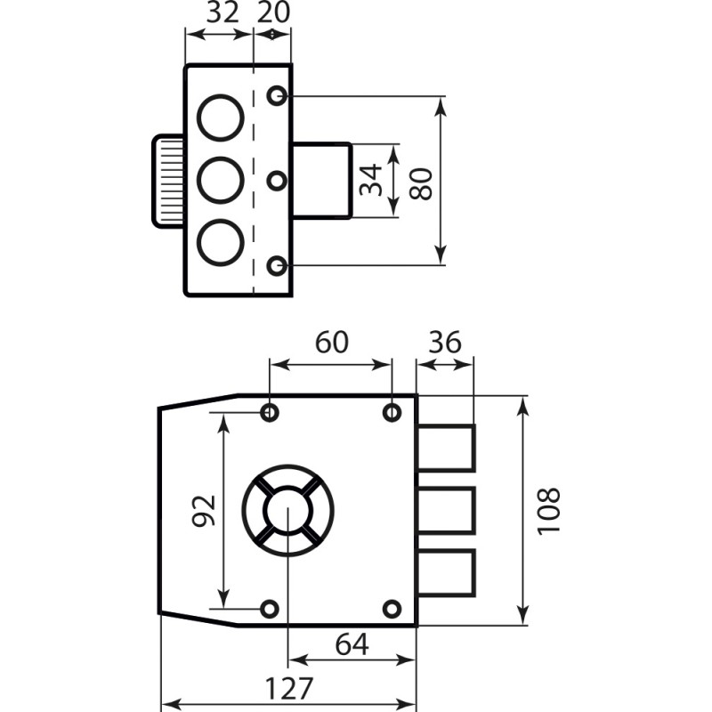 Замок для вхідних дверей накладної Mottura 30401VS50C5 (5207)