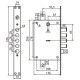 Замок Securemme 2403RCR0328S67 4-ригеля з засувкою під тяги, 5 + 1 ключ