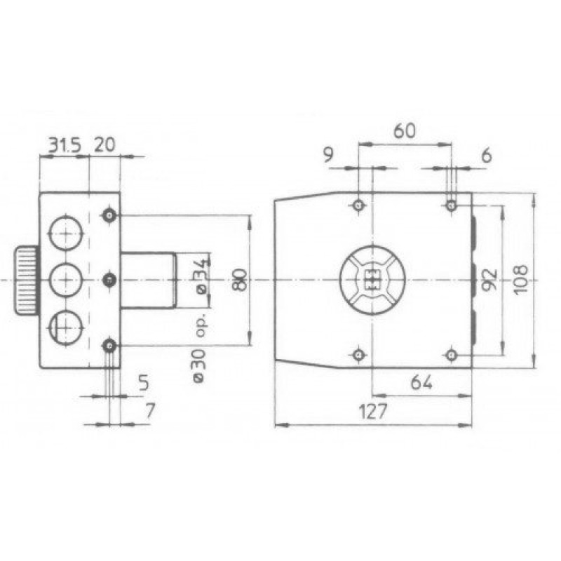 Замок для вхідних дверей накладної Mottura 30401VD50C5 (5206)
