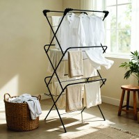 Сушарка для білизни Trento, чорна, 60*43*136 см, 3-х рівнева