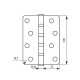 Петля дверна RDA 100*3*2,5 (4 подш, сталь) закр. R5 антична латунь матова