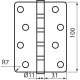 Петля RDA 100*4*2,2 (4 подш, нерж сталь) закр. R7 AB антична латунь