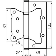 Завіса RDA 125 * 2,5 (2 підшипника, сталь) Eurocento, матовий хром