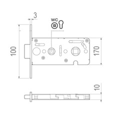 Замок для міжкімнатних дверей WC AGB B045028593 vitra wood чорний