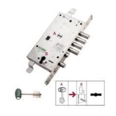 Замок для вхідних дверей 4-x ригельний з клямкою і допоміжним замком під євроциліндр Mottura 54797TBSR55