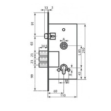 Securemme 2061UCR60XX механізм замку 3-ригеля c засувкою, під циліндр (50472)