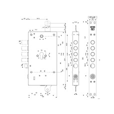 Електронний замок Mottura Art.XTL21W8000 XNOVA з електродвигуном 4-х ригельний із захистом під циліндр, під тяги