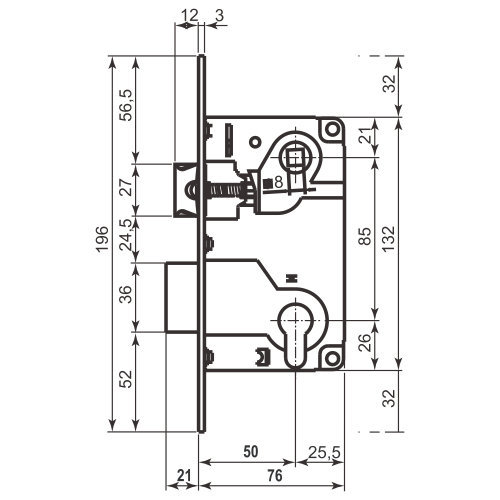Механизм для межкомнатных дверей AGB B010255034,матовый хром 85мм