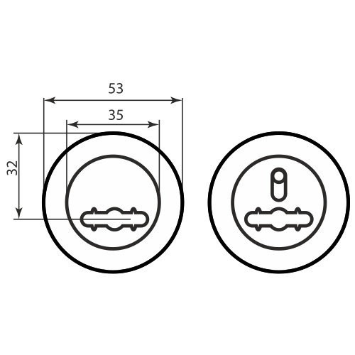 Комплект накладок Protect R-59 под сувальдный ключ хром/матовый никель (39894)