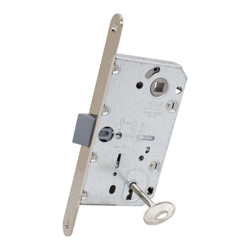 AGB Art. B011015006 Механизм для межкомнатных дверей Mediana Evolution Patent с ключом никель     90мм
