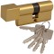 Цилиндр дверной RDA 30/30 мм, английский ключ/квадратный поворотник 60 мм, 5 ключей, полированная латунь