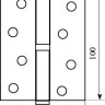 Петля дверная Fuxia 100*2,5*2,5(1 подш, сталь) полированная латунь (левая) (13519)