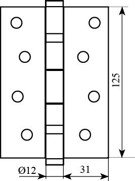 Петля дверная Fuxia 125*3 (2 подш, сталь) матовая латунь (10844)