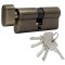 Цилиндр дверной RDA 35/35 мм, английский ключ/поворотник 70 мм, 5 ключей, античная латунь