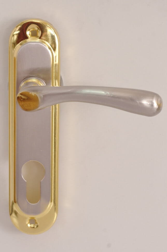 Pучка на планке под ключ BRUNO 910K6 матовый никель/золото (к механизму 1025) (32242)