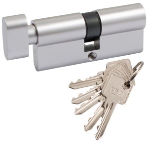 Цилиндр дверной RDA 35/35мм, английский ключ / поворотник, 5 ключей, матовый хром