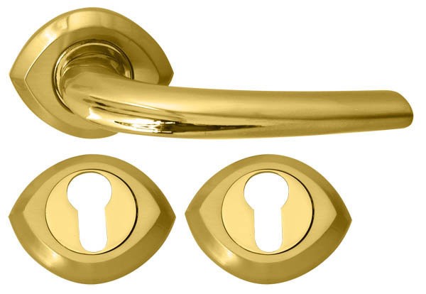 Дверная ручка RDA 0080 с накладками под ключ золото/матовая латунь (14219)