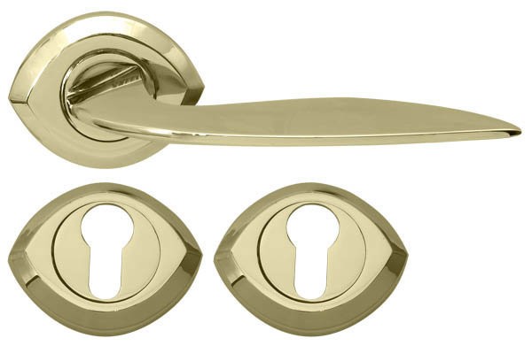 Дверная ручка RDA 0081 PB с накладками под ключ полированная латунь (14226)